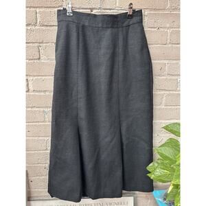 Vintage ‘80s Brian David Canada Black Linen Blend Pleated Pencil Skirt M